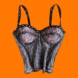 00's vintage mesh floral mcbling y2k lingerie corset top bustier 34B